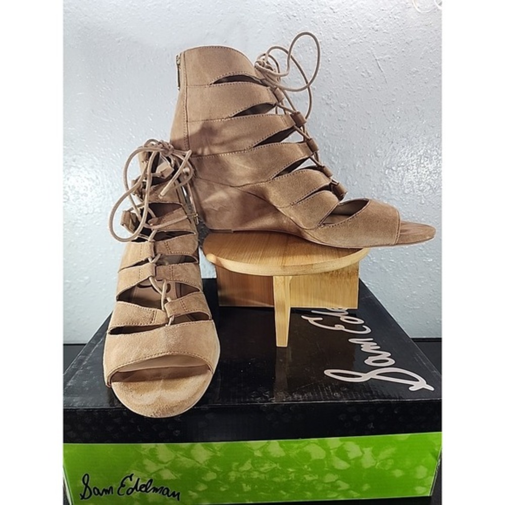 Sam Edelman Camel Santina Suede Gladiator Wedge Sandal/Pre-owned, Size 11M